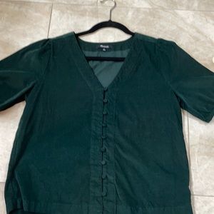 Dark green blouse with buttons, brand madewell